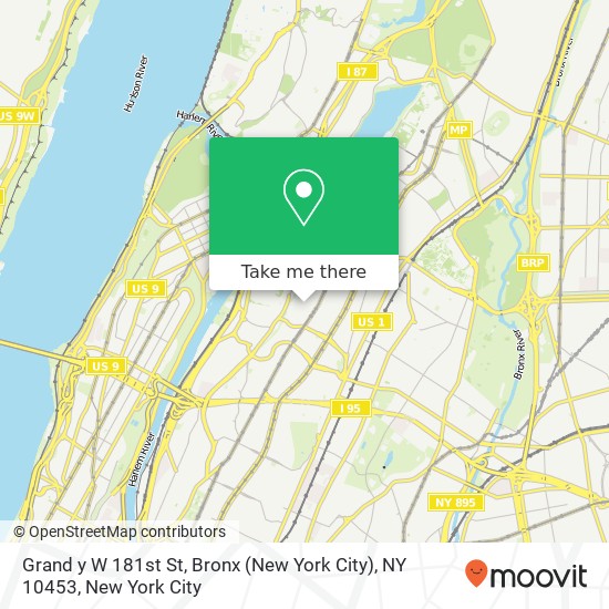 Grand y W 181st St, Bronx (New York City), NY 10453 map