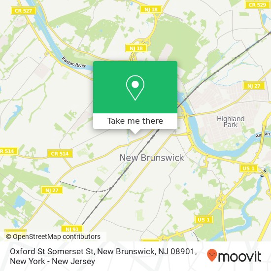 Mapa de Oxford St Somerset St, New Brunswick, NJ 08901