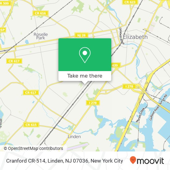 Mapa de Cranford CR-514, Linden, NJ 07036