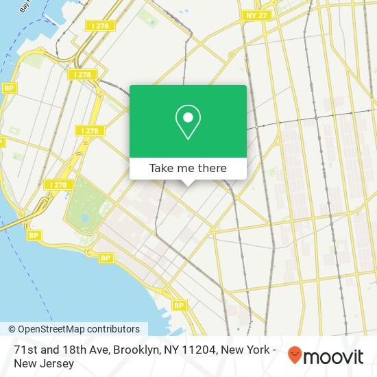 Mapa de 71st and 18th Ave, Brooklyn, NY 11204