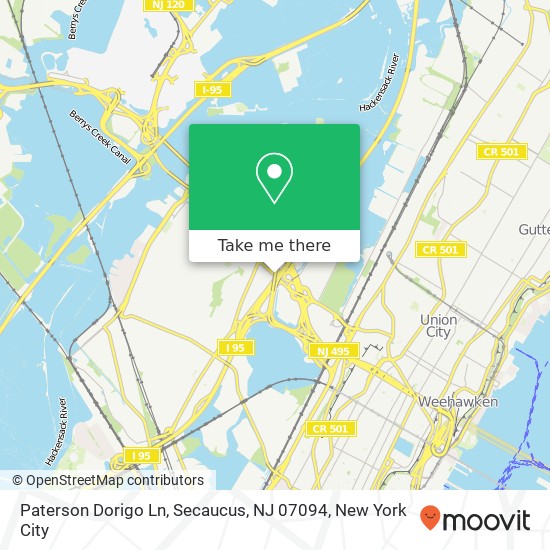 Mapa de Paterson Dorigo Ln, Secaucus, NJ 07094