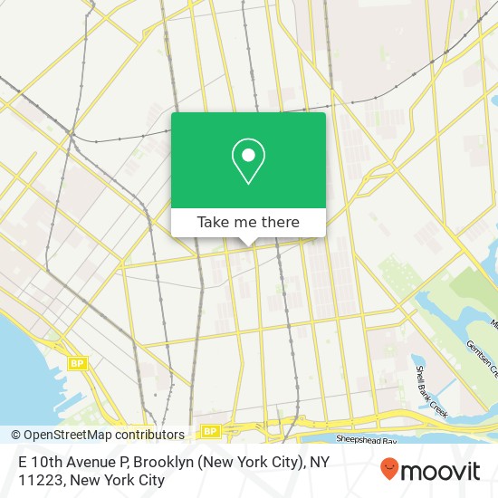 Mapa de E 10th Avenue P, Brooklyn (New York City), NY 11223