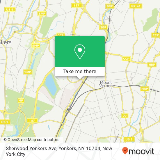 Mapa de Sherwood Yonkers Ave, Yonkers, NY 10704