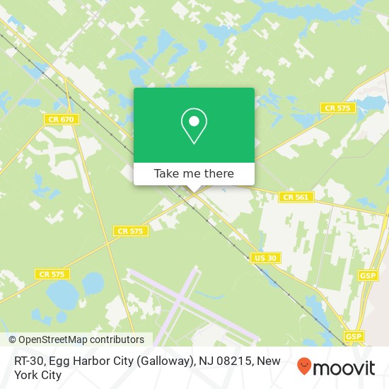 Mapa de RT-30, Egg Harbor City (Galloway), NJ 08215