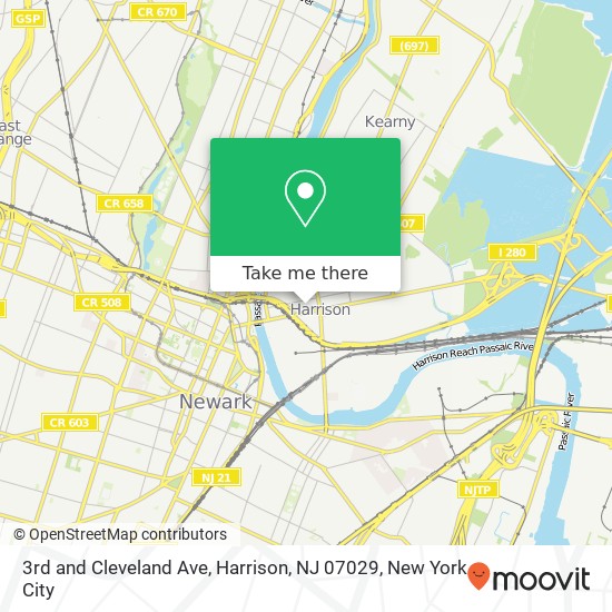 Mapa de 3rd and Cleveland Ave, Harrison, NJ 07029
