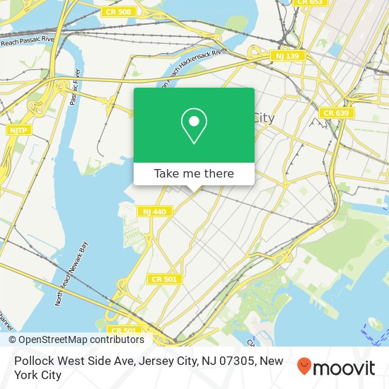 Mapa de Pollock West Side Ave, Jersey City, NJ 07305