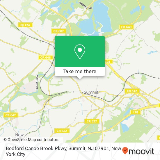 Mapa de Bedford Canoe Brook Pkwy, Summit, NJ 07901