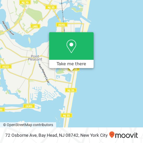 Mapa de 72 Osborne Ave, Bay Head, NJ 08742