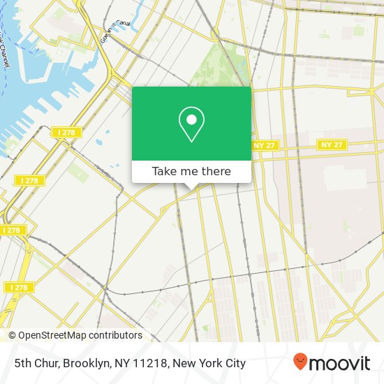 Mapa de 5th Chur, Brooklyn, NY 11218