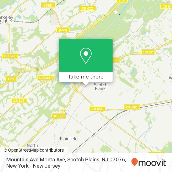 Mapa de Mountain Ave Monta Ave, Scotch Plains, NJ 07076