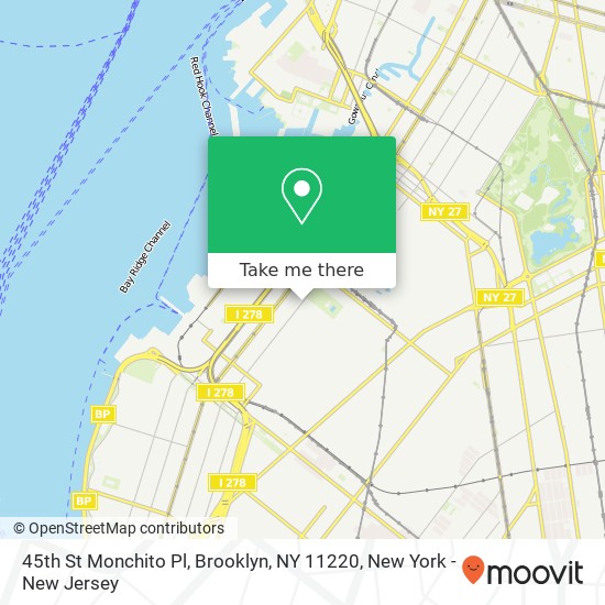 Mapa de 45th St Monchito Pl, Brooklyn, NY 11220