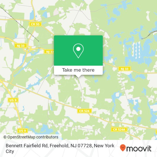 Mapa de Bennett Fairfield Rd, Freehold, NJ 07728