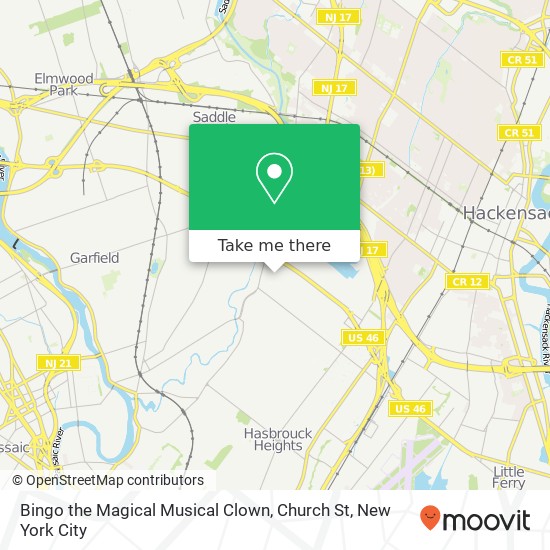 Mapa de Bingo the Magical Musical Clown, Church St