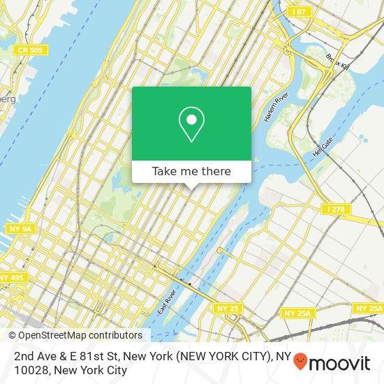 Mapa de 2nd Ave & E 81st St, New York (NEW YORK CITY), NY 10028