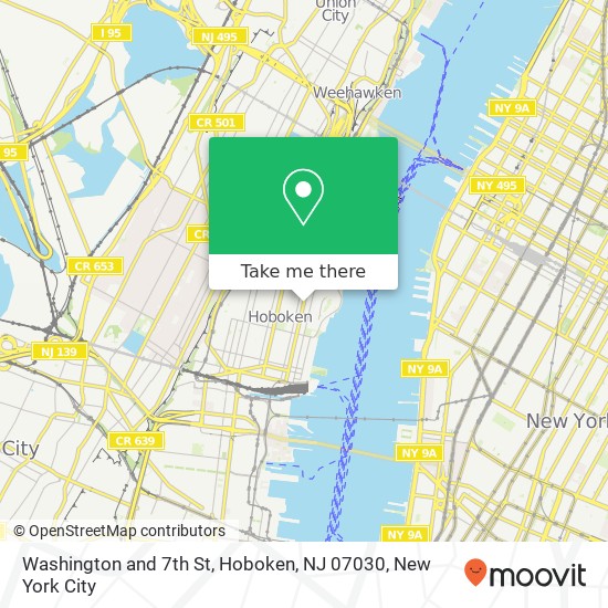Washington and 7th St, Hoboken, NJ 07030 map