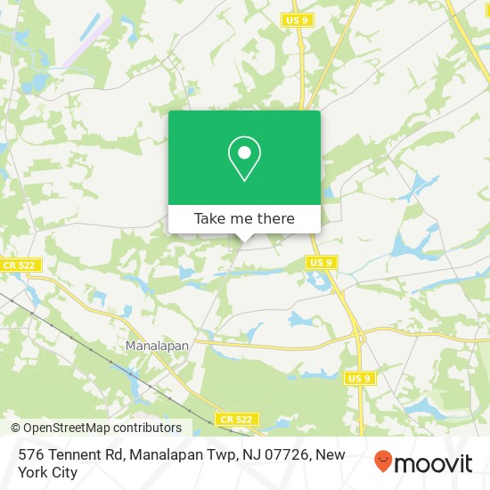 Mapa de 576 Tennent Rd, Manalapan Twp, NJ 07726