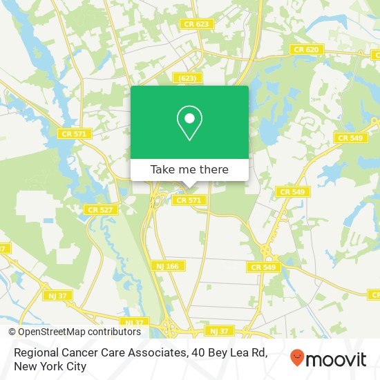 Mapa de Regional Cancer Care Associates, 40 Bey Lea Rd