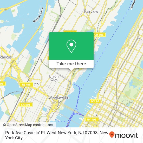 Mapa de Park Ave Coviello' Pl, West New York, NJ 07093