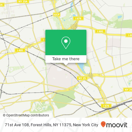 Mapa de 71st Ave 108, Forest Hills, NY 11375
