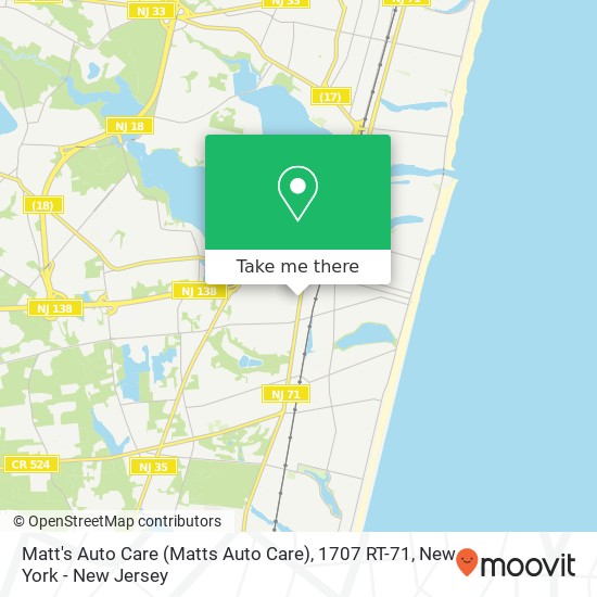 Mapa de Matt's Auto Care (Matts Auto Care), 1707 RT-71