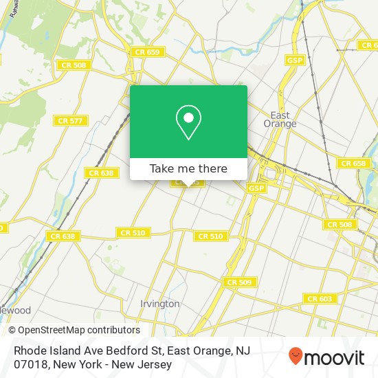Mapa de Rhode Island Ave Bedford St, East Orange, NJ 07018
