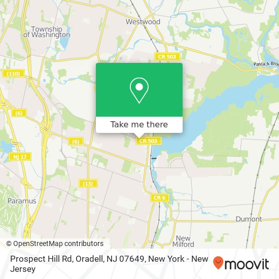 Mapa de Prospect Hill Rd, Oradell, NJ 07649