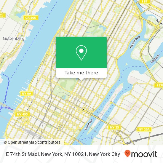 E 74th St Madi, New York, NY 10021 map
