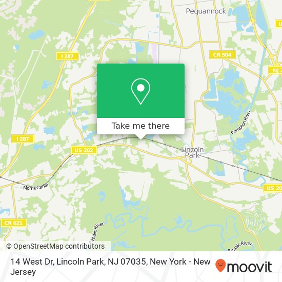 Mapa de 14 West Dr, Lincoln Park, NJ 07035