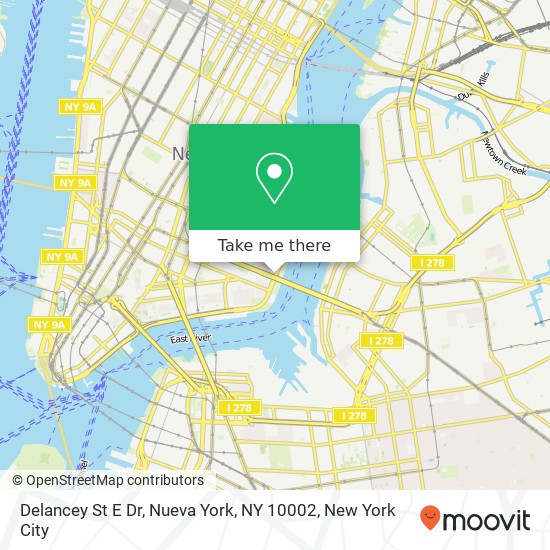 Mapa de Delancey St E Dr, Nueva York, NY 10002