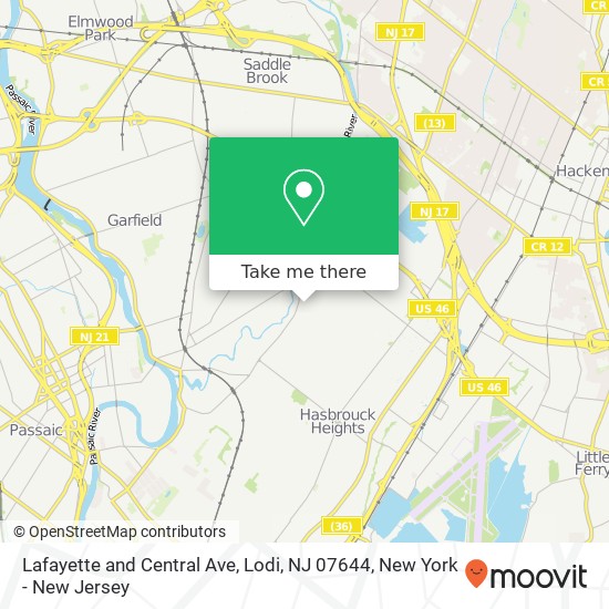 Mapa de Lafayette and Central Ave, Lodi, NJ 07644