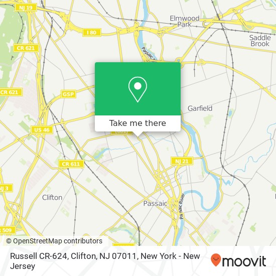 Russell CR-624, Clifton, NJ 07011 map