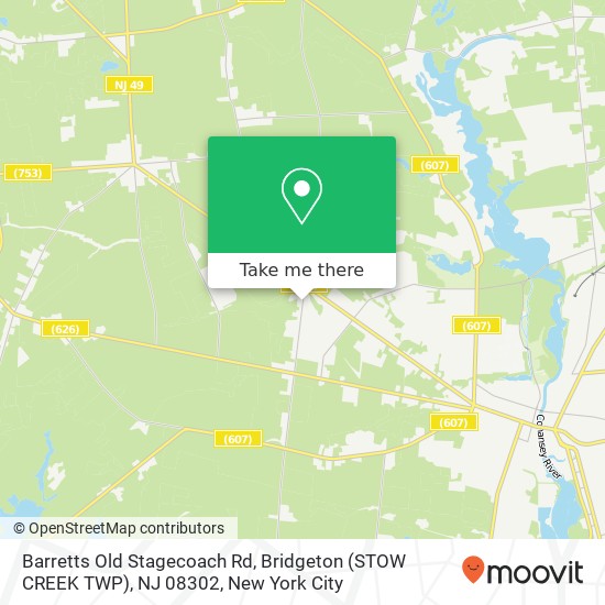 Mapa de Barretts Old Stagecoach Rd, Bridgeton (STOW CREEK TWP), NJ 08302