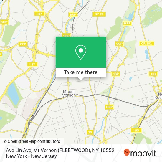 Mapa de Ave Lin Ave, Mt Vernon (FLEETWOOD), NY 10552