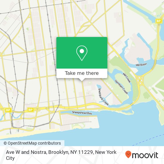 Mapa de Ave W and Nostra, Brooklyn, NY 11229