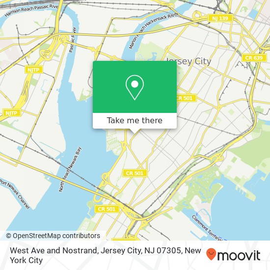 Mapa de West Ave and Nostrand, Jersey City, NJ 07305