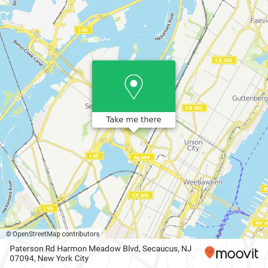 Mapa de Paterson Rd Harmon Meadow Blvd, Secaucus, NJ 07094