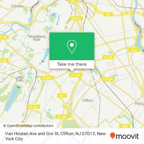 Mapa de Van Houten Ave and Gro St, Clifton, NJ 07013