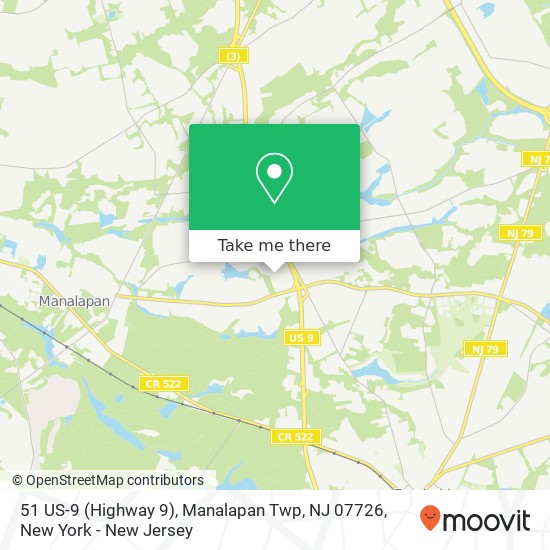Mapa de 51 US-9 (Highway 9), Manalapan Twp, NJ 07726