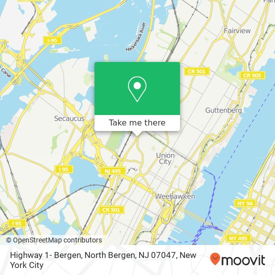 Highway 1- Bergen, North Bergen, NJ 07047 map