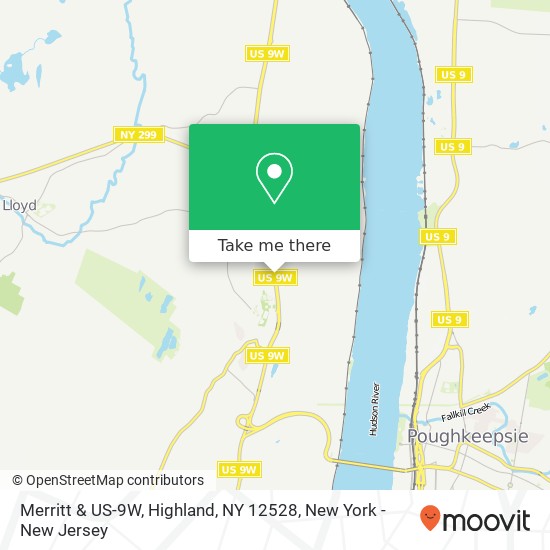 Mapa de Merritt & US-9W, Highland, NY 12528
