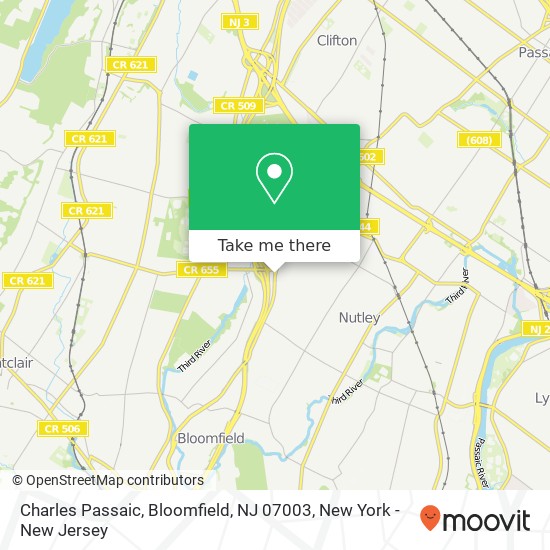 Mapa de Charles Passaic, Bloomfield, NJ 07003