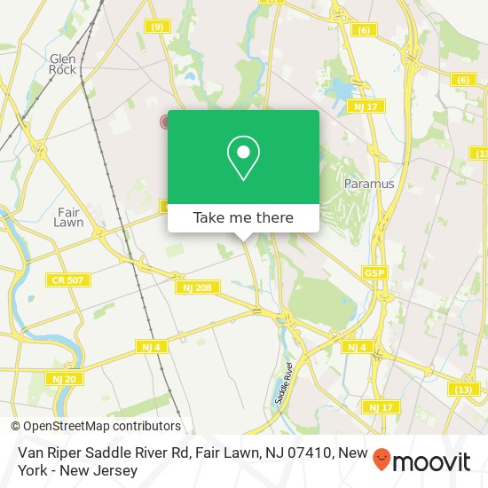 Mapa de Van Riper Saddle River Rd, Fair Lawn, NJ 07410