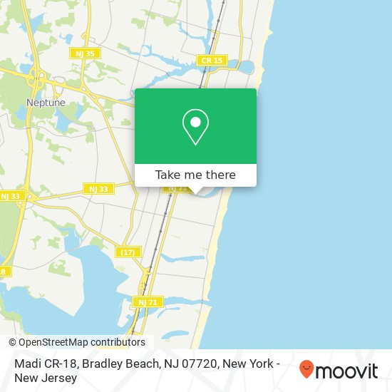 Mapa de Madi CR-18, Bradley Beach, NJ 07720