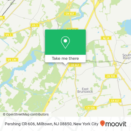 Mapa de Pershing CR-606, Milltown, NJ 08850