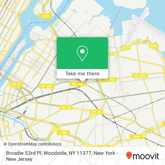 Mapa de Broadw 53rd Pl, Woodside, NY 11377