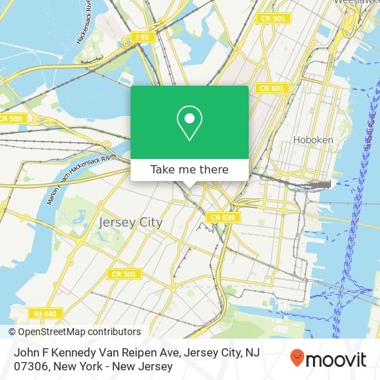 Mapa de John F Kennedy Van Reipen Ave, Jersey City, NJ 07306