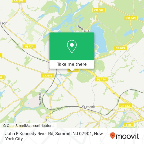 Mapa de John F Kennedy River Rd, Summit, NJ 07901