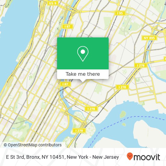 Mapa de E St 3rd, Bronx, NY 10451