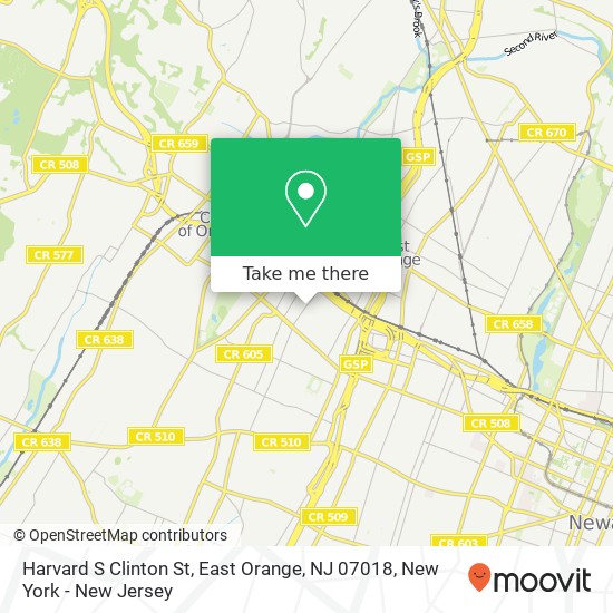 Mapa de Harvard S Clinton St, East Orange, NJ 07018