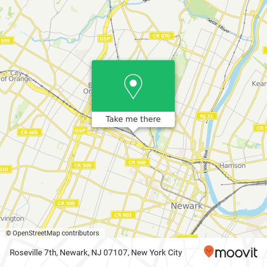 Mapa de Roseville 7th, Newark, NJ 07107